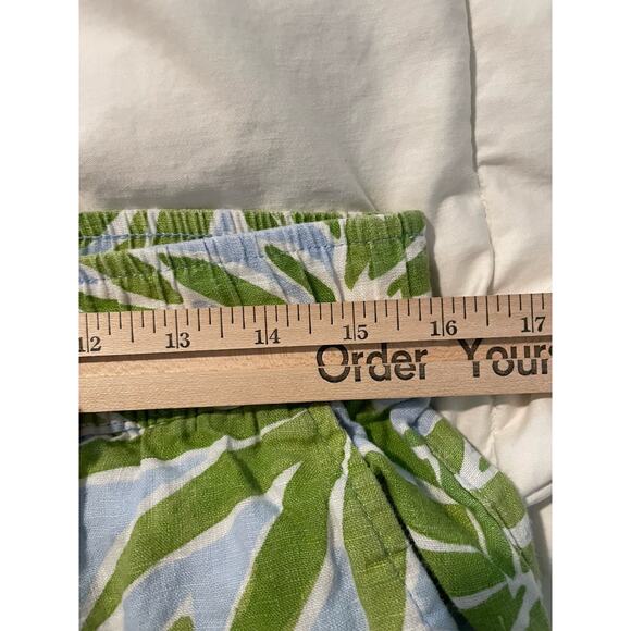 Sigrid Olsen Linen Wide Leg Pants L Green Tropical Beach Casual Resort Lagenlook - Picture 7 of 8